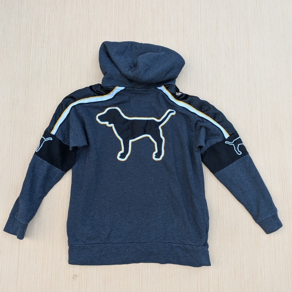 Victoria's Secret Campus Sherpa Dog Gray Full Zip Hoodie Pullover Women's Medium